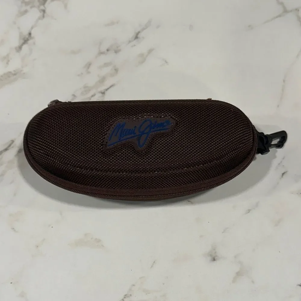 Maui Jim Sunglass Case Semi Hard Brown Clamshell Zip Around